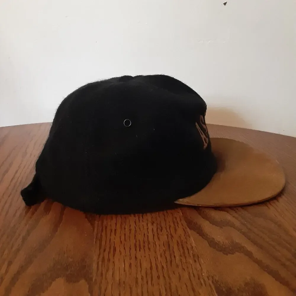 Vtg Aspen Colorado Wool Hat Cap Black Brown Strapback